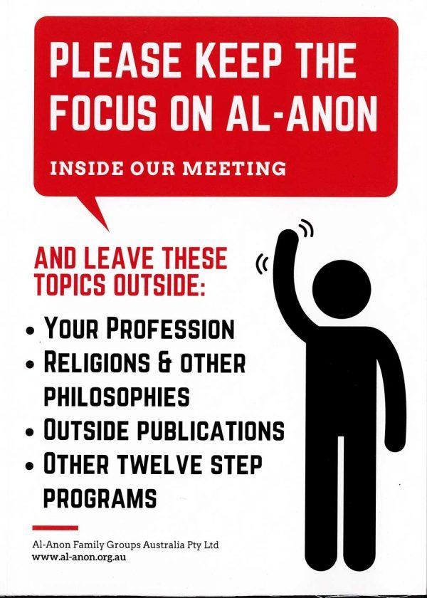(X-24) Keep The Focus on Al-Anon tri fold table card