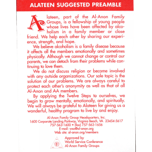 Alateen Program Card (M-18)