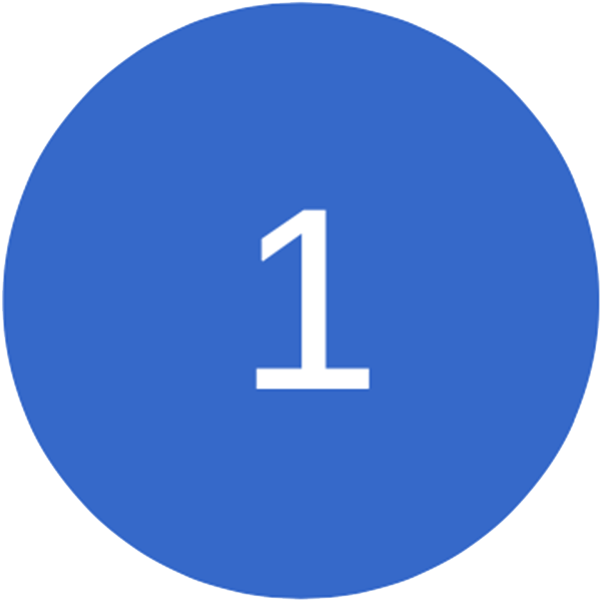 A big blue circle with the number "1" in the middle.
