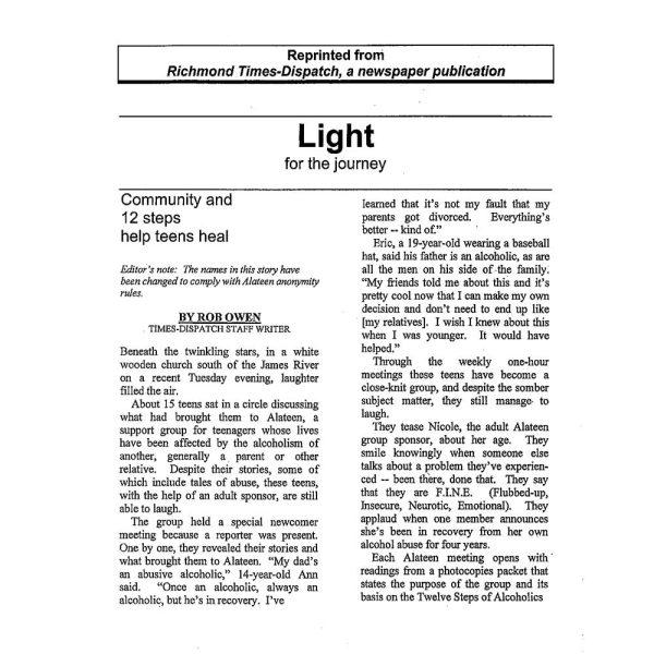 Al Anon Family Groups Reprints - Light for the Journey